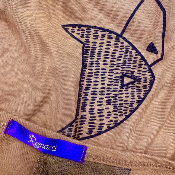 Romacci Peachy Tan and Black Abstract Cats Graphic Dress - Picture 3 of 6